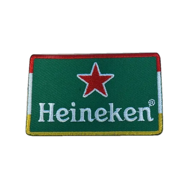 Geborduurd maatwerk embleem Heineken, gemaakt door Oeteldonk Online